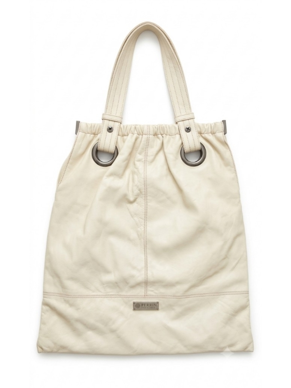 Perrin Paris Ivory leather Oversized Tote Bag  Quiet Luxury Vintage Minimalist